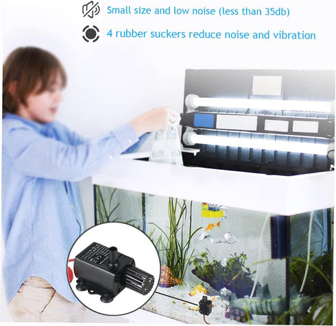 Decdeal Water Pump Aquarium, Submersible Water Pump, DC 12V 5W, Mini quiet Pump for Pond Aquarium Fish Tank, 280L/H, Lift 300cm by Decdeal