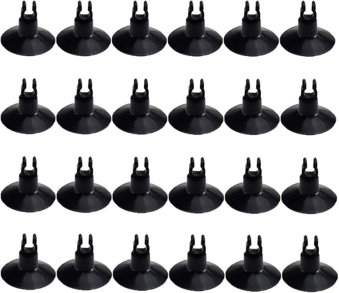 AQUANEAT Aquarium Suction Cups, 24pcs for Fish Tank Airline Tubing with Clips, 1/4" Diameter (Black).