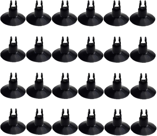 AQUANEAT Aquarium Suction Cups, 24pcs for Fish Tank Airline Tubing with Clips, 1/4" Diameter (Black).