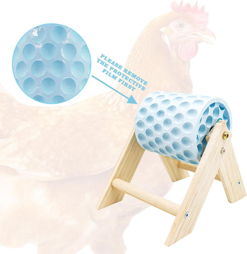 MinrzPet Chicken Coop Accessories, Beak Grinding Calcium Stone with Wooden Stand, Chicken Enrichment Toys, Toys