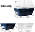 Petfamily Large Foldable Jumbo Hooded Cat Litter Box - Transparent Lid, Navy Blue
