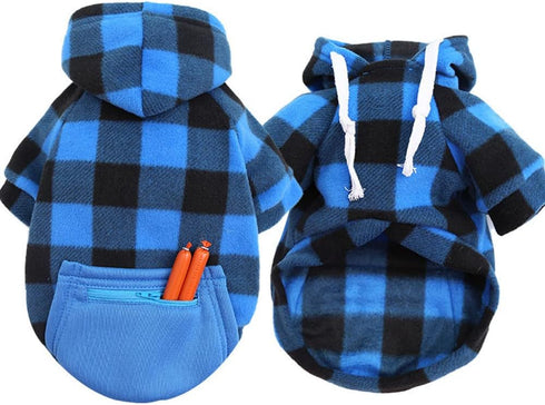 Big Dog Winter Coat, Pet Plaid Hoodie Jacket, Reversible Vest for Medium Large Dogs (XX-Large, Blue)