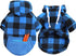 Big Dog Winter Coat, Pet Plaid Hoodie Jacket, Reversible Vest for Medium Large Dogs (XX-Large, Blue)