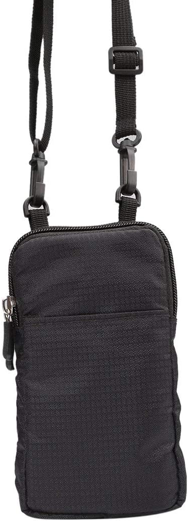Small Crossbody Cell Phone Bag - Black Phone Waist Bag, 6.5" Travel Shoulder Messenger Holster with Strap
