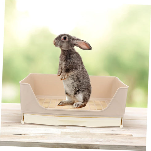 Pet Potty Bowl Large Litter Tray for Bunnies Compact Portable Critter Toilet Box Lightweight Design for Guinea Pigs