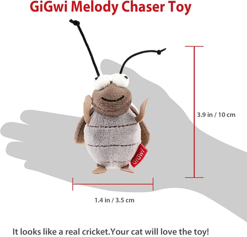 Gigwi Squeaky Cricket Cat Toy, Interactive Electronic Motion Activated Bug Sound, Automatic Squeaky Toy for Indoor Fun