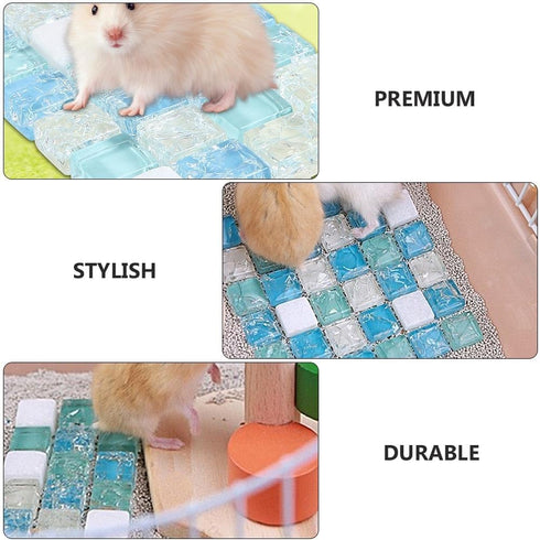 2pcs 10x6.5cm Sosoport Hamster Cooling Pads - Pet Cooling Stone Mat for Small Animals - Hamster Plate Small Animals