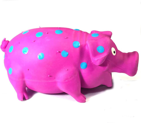 Latex Dog Squeaky Chew Toys, Oink Oink Pig 8.3" with Aqua Dot Stuffed with Cotton