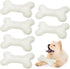 Poen 6 Pcs Bone Shaped Plush Squeaker Dog Toy, 8.27 x 4.72 Inch, Soft Calming Interactive Fetch Toy, White
