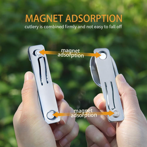 Roxon C2 Camping Utensil, 2 in 1 Detachable Folding Cutlery with Fork & Spoon for Outdoor, Hiking, Easy Carry