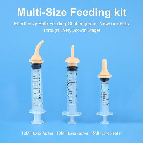 Leoihmaoel Set Kitten Puppy Nursing Bottle with Nipples, BPA Free Formula Dispenser, Feeding Syringe for Newborn Baby