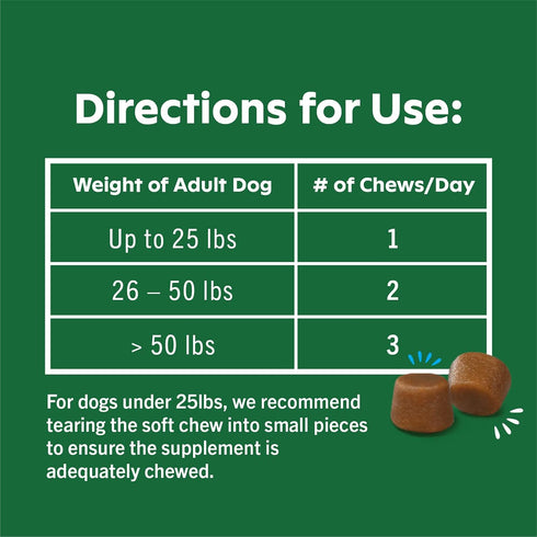 GREENIES Supplements, Hip & Joint Supplements for Dogs with Glucosamine and Chondroitin, 30 Count Chicken-Flavor Soft