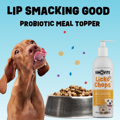Dinovite Lickochops Supplement for Dog & Cat, Enhanced with Omega-6, 3 Fatty Acids, Probiotics, Vitamin E, 16 oz