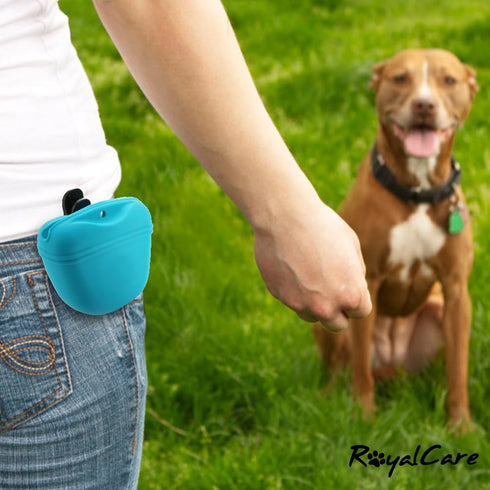 RoyalCare Silicone Dog Treat Pouch - Small Training Bag with Magnetic Closure and Waist Clip, 2 Pieces
