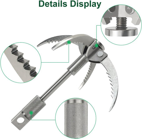 Grappling Hook Folding Survival Claw, Multifunctional Stainless Steel Hook for Camping