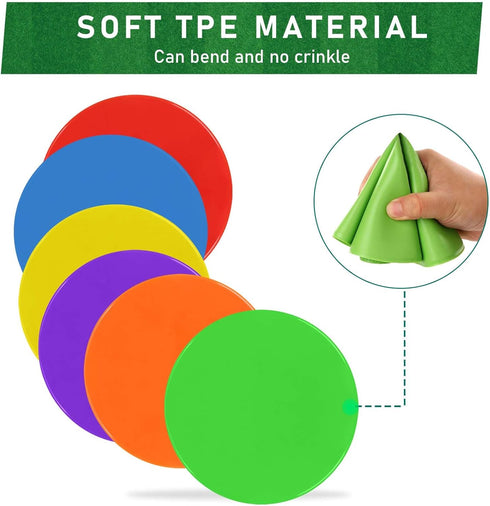 ZIECE 60 Pcs Poly Spot Markers Non-Slip Rubber Floor Dots for Gym, Flat Cones Agility Markers Poly Dots for Gym Floor