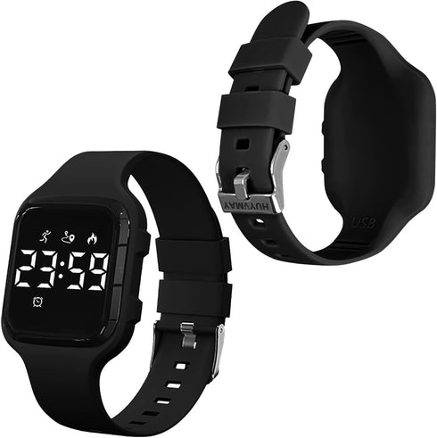 Kids Fitness Pedometer Watch, Rechargeable Fitness Tracker for Boys & Girls with LED Sports Watch Features