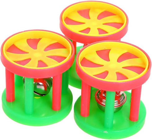 QBLEEV Bird Roller Rattles Toys - Parrot Foot Toys, Foraging Chewing Bell Training Trick Toys, 3 Pack
