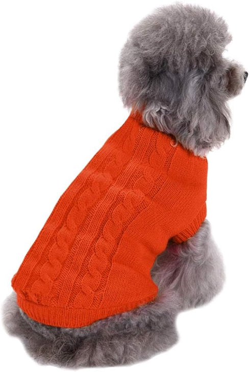 CHBORCHICEN Small Dog Sweaters Knitted Winter Clothes for Pet Cat, Warm Dog Sweatshirt, Puppy Sweater (X-Small, Orange)