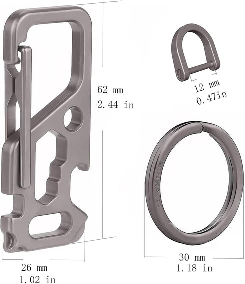 ResafeLy Keyring,Backpack Titanium Carabiner Clip for Keys,Multifunctional EDC Keychain with Accessory