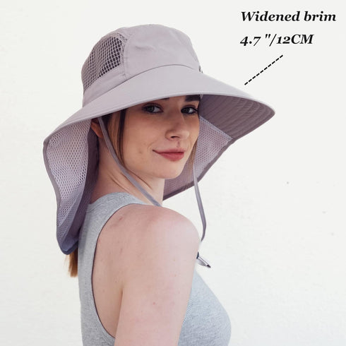 LMLALML Women's Sun Hats, Wide Brim UPF 50+ UV Protection Hiking Fishing Gardening Hats with Neck Flap