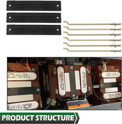 GRAND ORANGE 3 Pack Battery Hold Down Retainer Plate Kit - Fit for Club Car DS and Carryall Electric Golf Cart 1981-2013