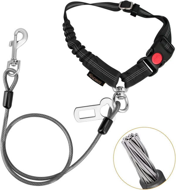 CHZUOBER Chew Proof Dog Car Seat Belt, 2 in 1 Steel Cable Dog