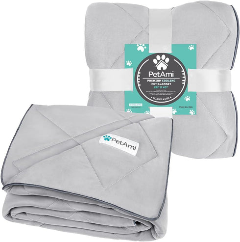 PetAmi Premium Cooling Dog Blanket, Lightweight Fluffy Pet Throw Blanket, Reversible Cozy, 29x40, Light Grey