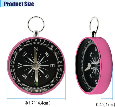 Rovella 2 Pocket Compass, Pieces Mini Compass with Key Ring, Suitable for Hiking Survival, Mountaineering Camping