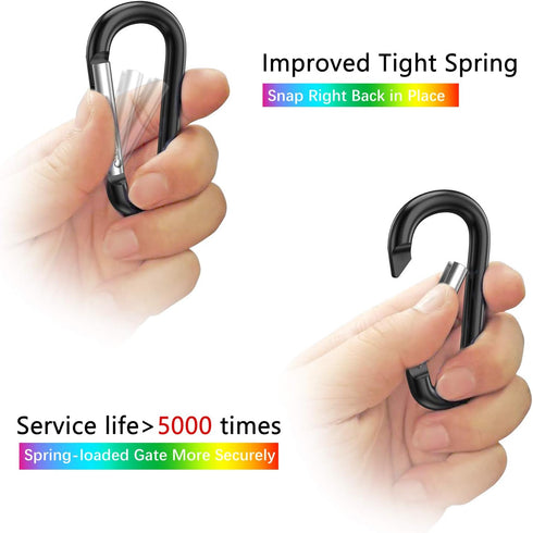 sprookber 3" Aluminum Carabiner D Ring | Caribeener Clips, Spring Snap Hook for Keychain Clip, Set of 10