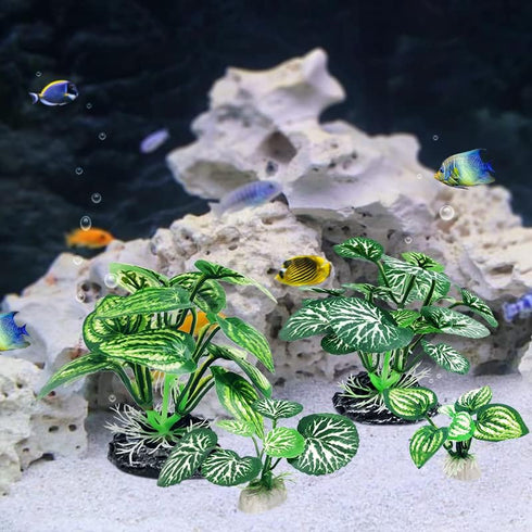 4PCS Small Size Soft Faux Silk Aquarium Plants for Betta Fish Tank Decorations, Hiding Fish Reptiles