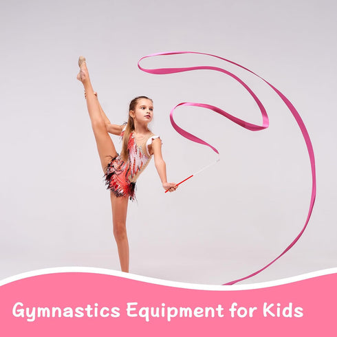 12pcs YGEOMER Ribbon Wands, Rainbow Gymnastics Ribbons for Kids, Twirling Dance Sticks for Artistic Dancing, Talent