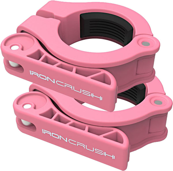 Iron Crush Olympic Barbell Clips - Adjustable Slim Gym Clamps for Weight Capacity - Quick Release Barbell Collar Locks