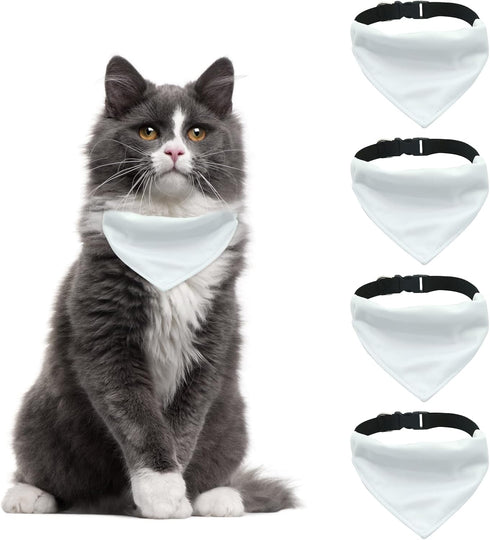 Dog Bandana Collar, 4 PCS White Triangle Adjustable Buckle Sublimation Blank DIY for Dogs and Cats, S