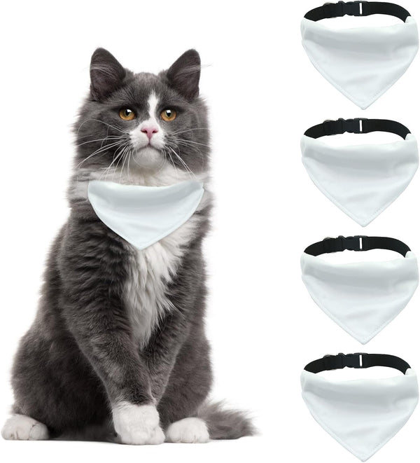 Dog Bandana Collar, 4 PCS White Triangle Adjustable Buckle Sublimation Blank DIY for Dogs and Cats, S