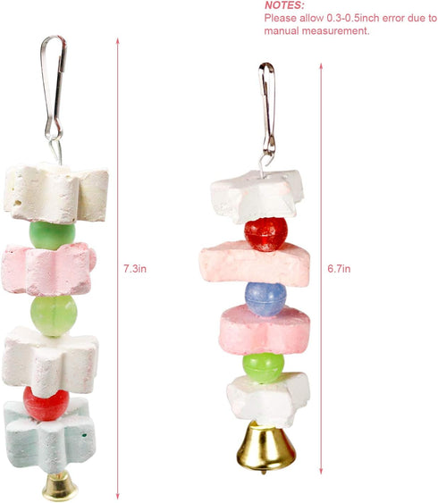 3 Packs Parrot Chewing Toy Beak Trimmer with Bell - Calcium Stone for Cockatiel, Conure, and Parakeet (Style-2)