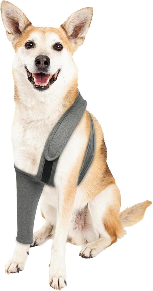 ROZKITCH Dog Surgery Recovery Sleeve - Front Leg Elbow Brace Protector, Cone Collar Alternative for Joint Care (Grey S)