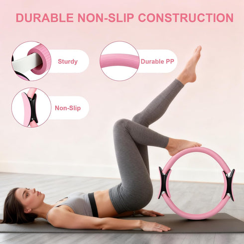 Womefic Set 5 Set Pilates Ring and Ball for Women, Home Workout Pilates Kit, Magic Circle Hoop with Resistance Bands