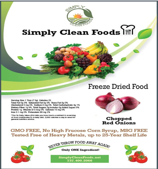 Simply Clean Foods Freeze Dried Onions - Non-GMO - Made in USA