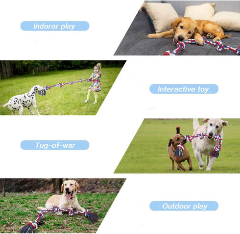 Bmag Dog Rope Toys for Aggressive Chewers, Interactive Heavy Duty Toys for Medium Large Dogs, Tough Twisted Rope with 5