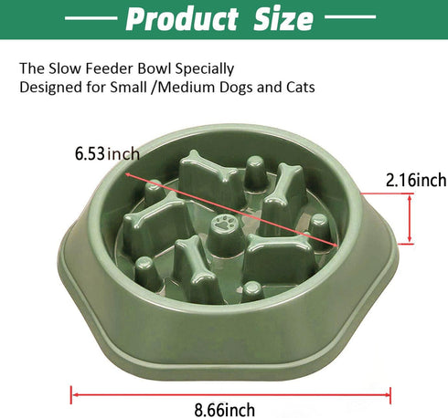 Slow Feeder Dog Bowl - Anti Gulping Healthy Eating Interactive Bloat Stop Fun Alternative Pet Feeding Bowl