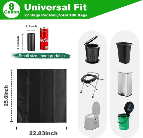 108 8 5 Portable Toilet Bags, TALTBREX Gallon Biodegradable Camping Toilet Bags for Portable Potty, Thickened