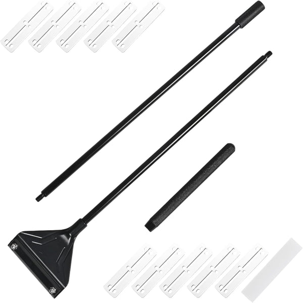 EQUIJUANCE Algae Scraper for Glass Aquariums - Adjustable Long Handle & Interchangeable Blades