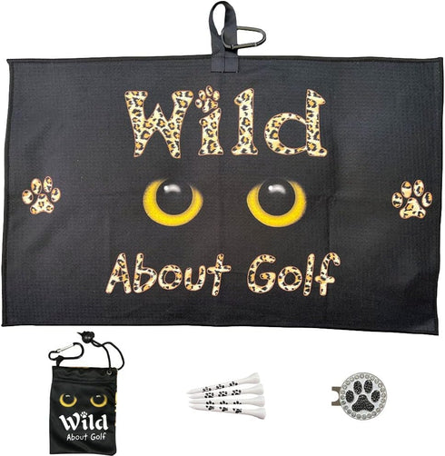 Par 3 Pack for Women, Microfiber Waffle Weave Golf Towel, Tee Bag with 4 Tees and Bling Ball Marker
