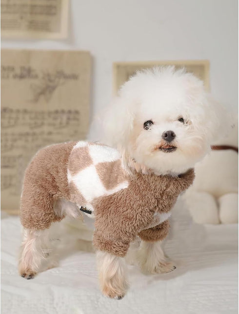 Spring Dog Pajamas, Lightweight Fleece Sweaters for Small Dogs, Chihuahua Onesie Clothing, XS, Beige