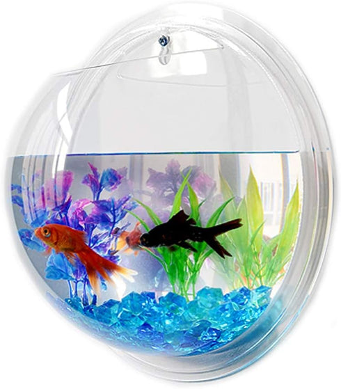 2PCS Wall Hanging Fish Tanks | Clear Acrylic Round Fish Tanks Flower Pot Vase for Hydroponics