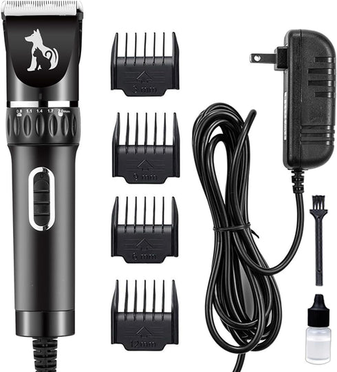 Professional Dog Clippers for Thick Coats - Heavy Duty Pet Grooming Clippers with Powerful Motor & Detachable Blades