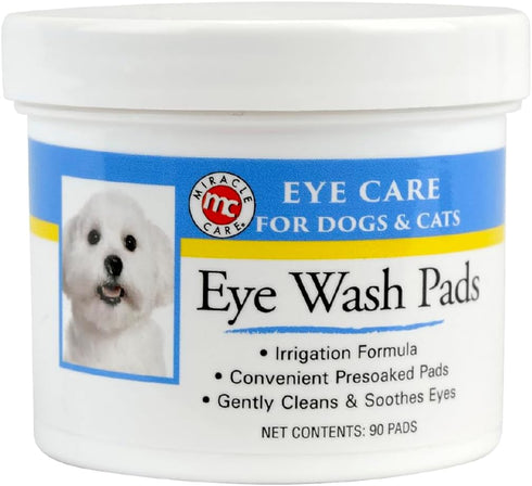 Miracle Care Eye Wash Pads for Dogs and Cats, Soft Pet Wipes, Sterile, 90 Count