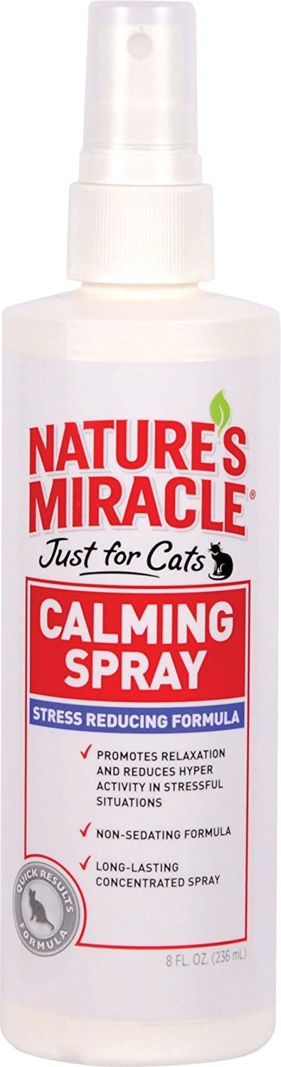 Nature's Miracle Just for Cats Calming Spray, 8-ounce Stress Reducing Formula, White (P-5780)