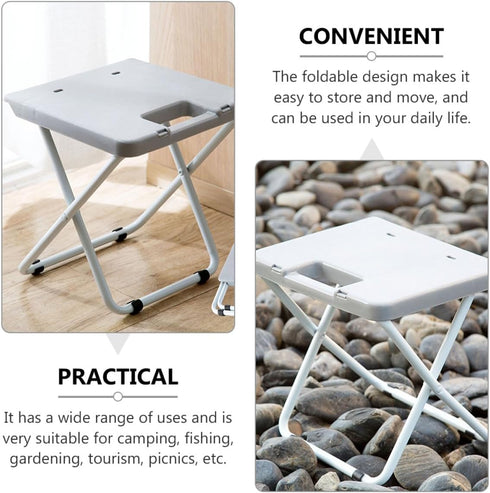 Luxshiny Portable Foldable Stool Non-Slip Small Folding Garden Chair Lightweight Camping Stool for Outdoor Hiking